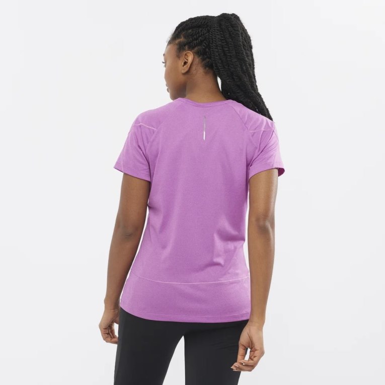 Lavender Salomon Cross Run Short Sleeve Women's T-Shirts | IE FN7893